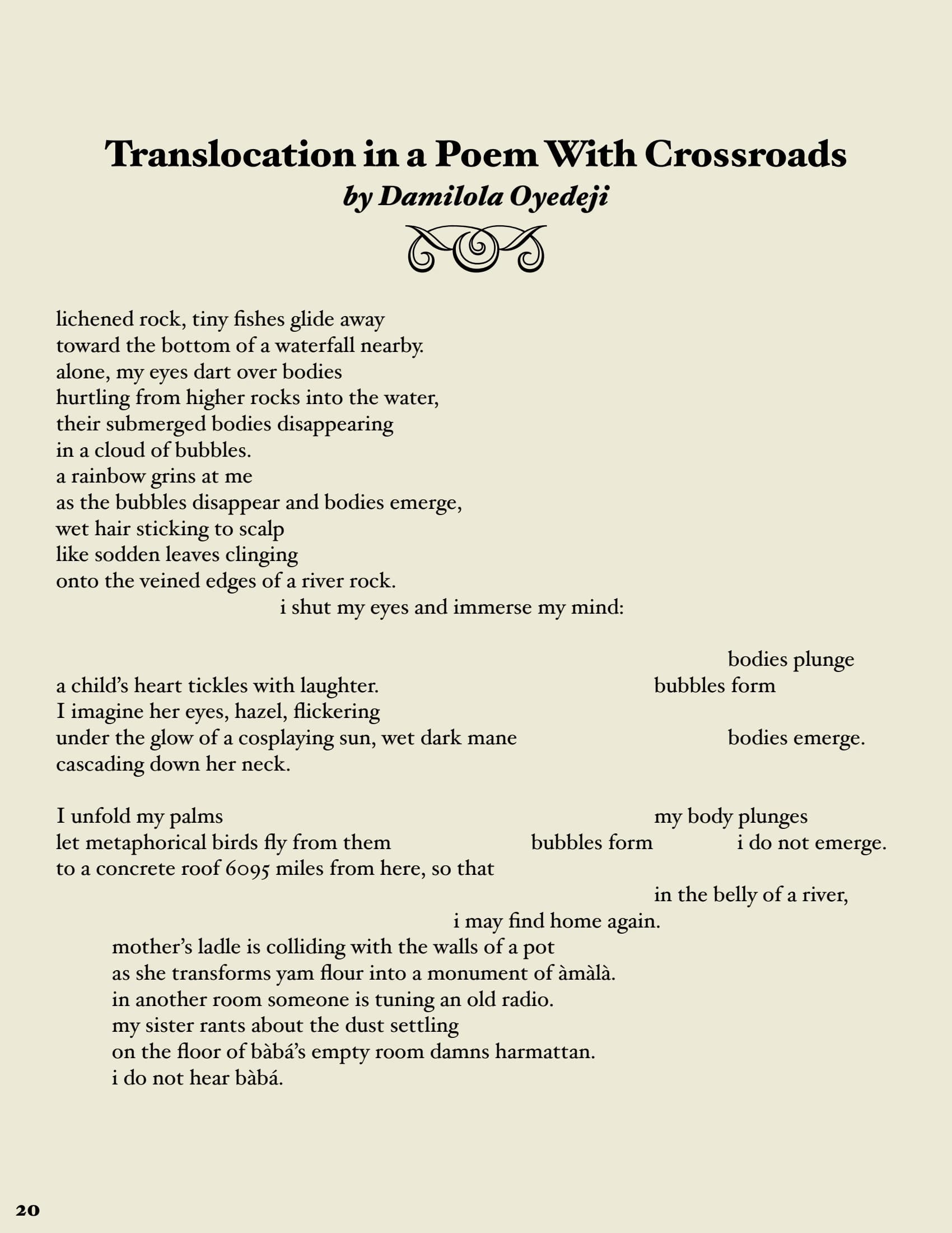 Translocation in a Poem with Crossroads by Damilola Oyedeji